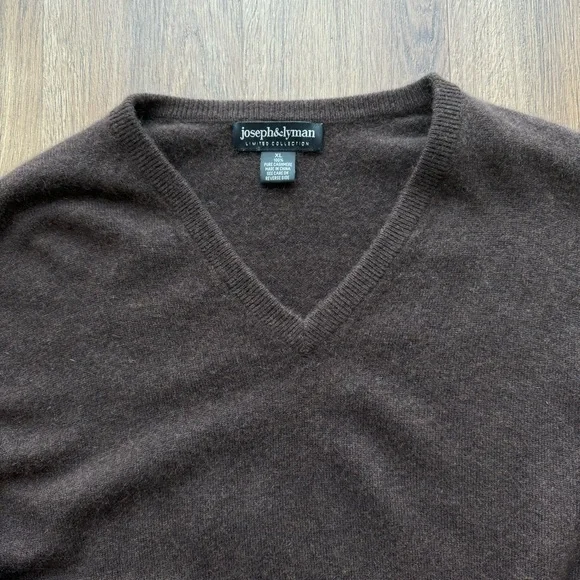 Cashmere Joseph & Lyman Pull Over V-Neck Sweater XL Brown - Picture 5 of 11